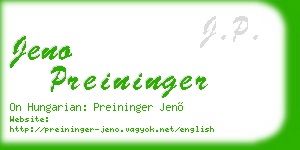 jeno preininger business card